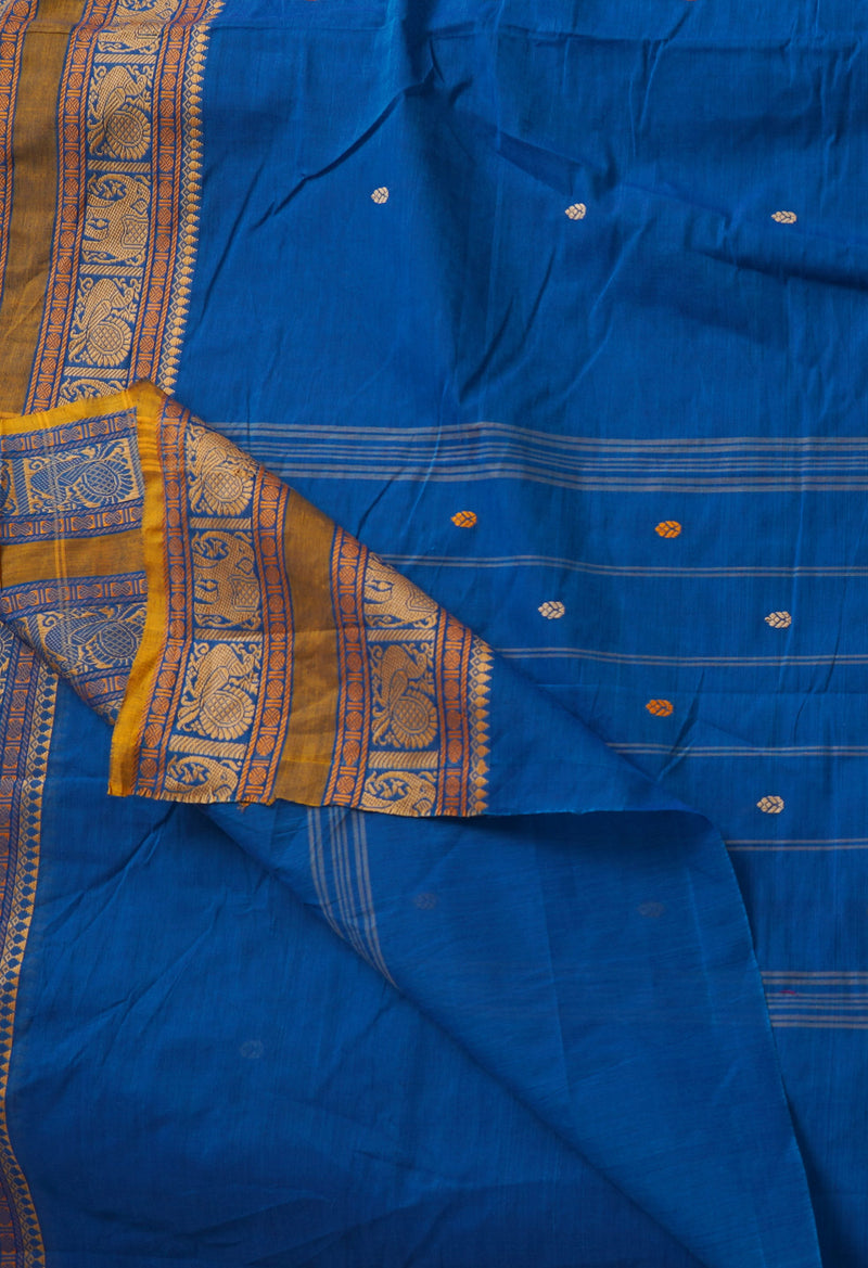 Blue Pure Pavani Handcrafted Kanchi Cotton Saree-UNM66155