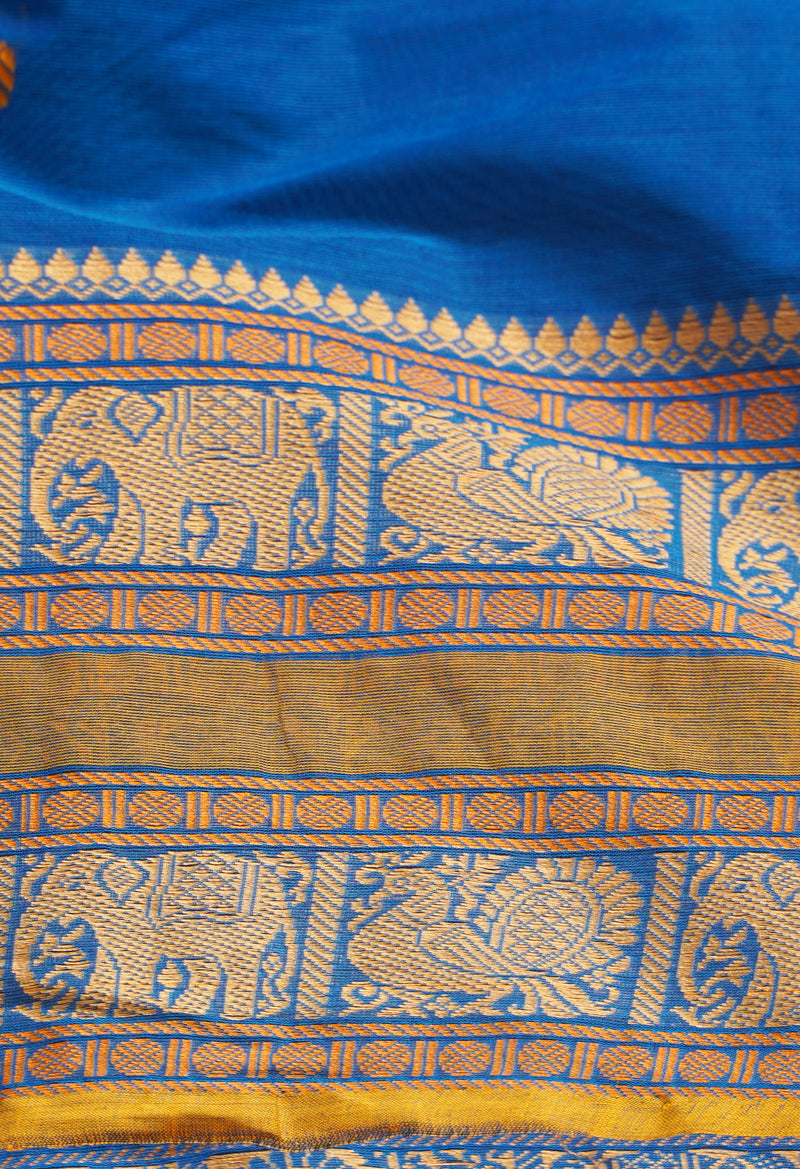 Blue Pure Pavani Handcrafted Kanchi Cotton Saree-UNM66155