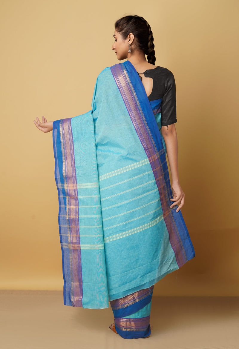 Blue Pure Pavani Handcrafted Kanchi Cotton Saree-UNM66156