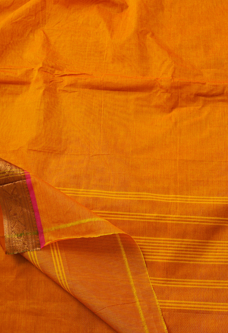 Orange Pure Pavani Handcrafted Kanchi Cotton Saree-UNM66158