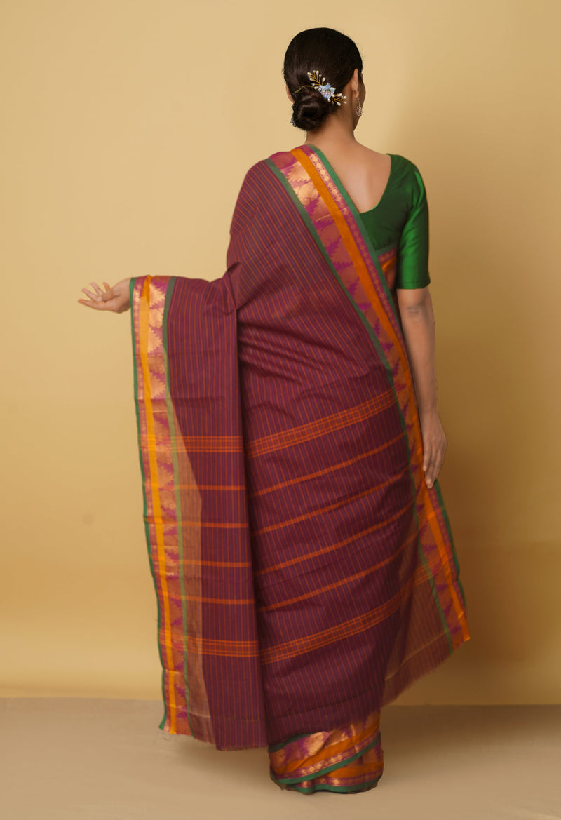 Brown Pure Pavani Handcrafted Kanchi Cotton Saree-UNM66159