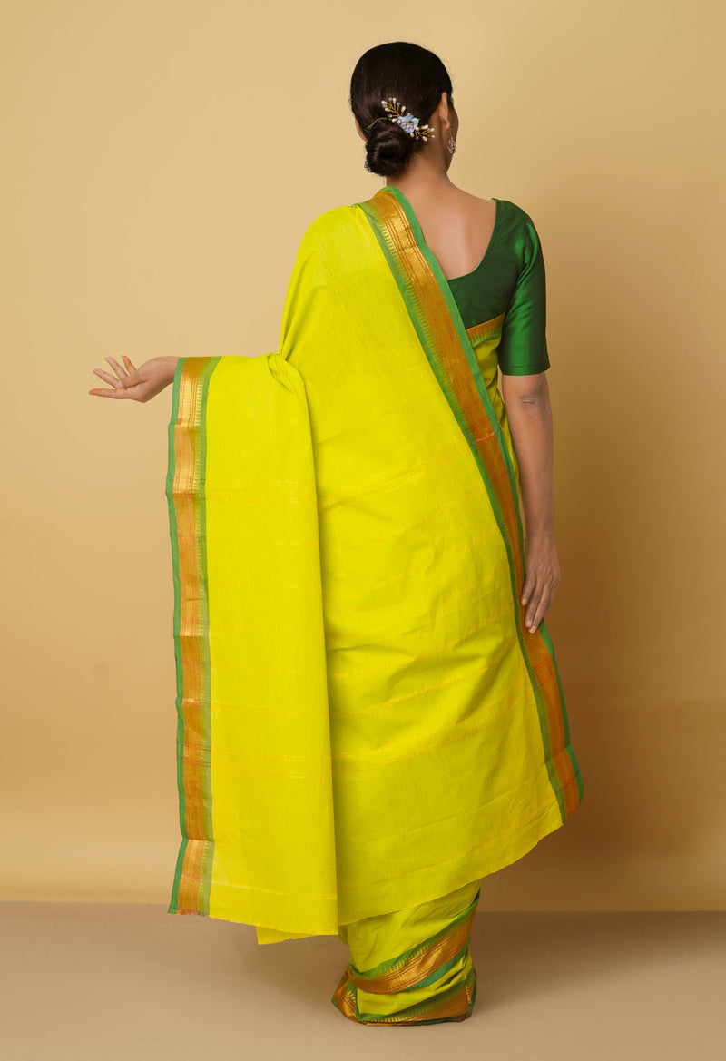Green Pure Pavani Handcrafted Kanchi Cotton Saree-UNM66169