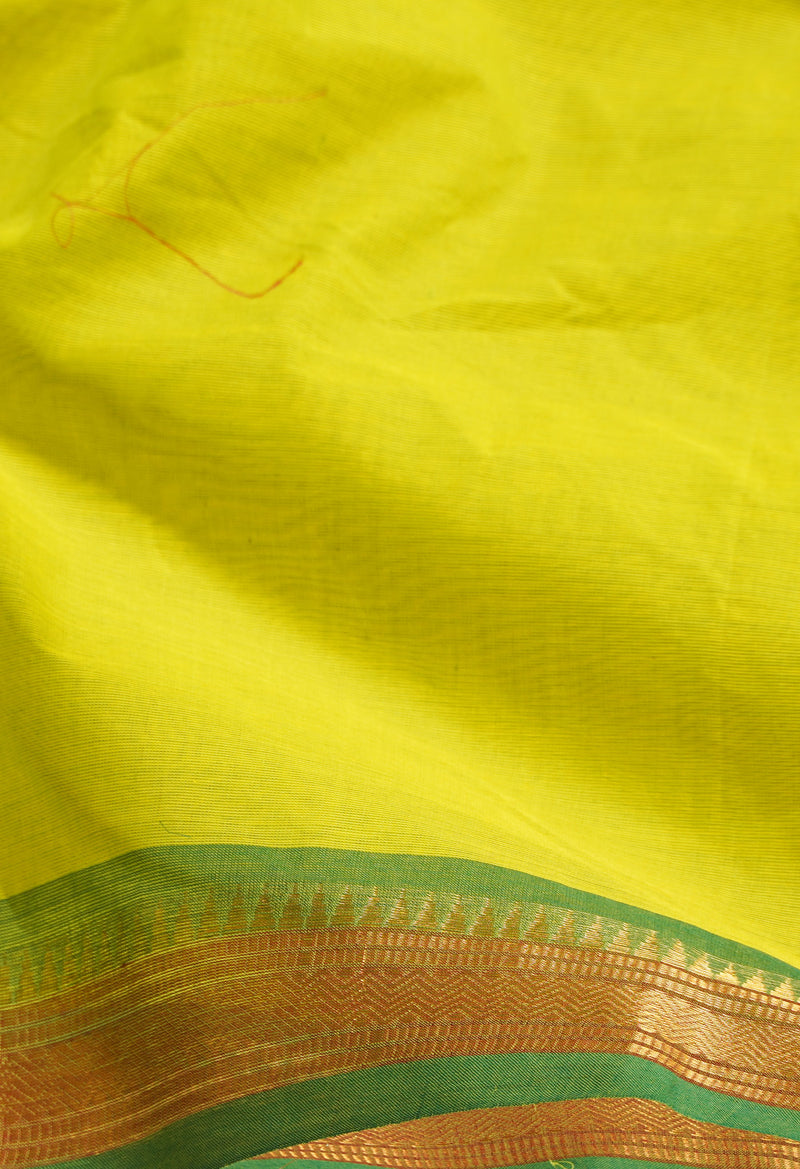 Green Pure Pavani Handcrafted Kanchi Cotton Saree-UNM66169