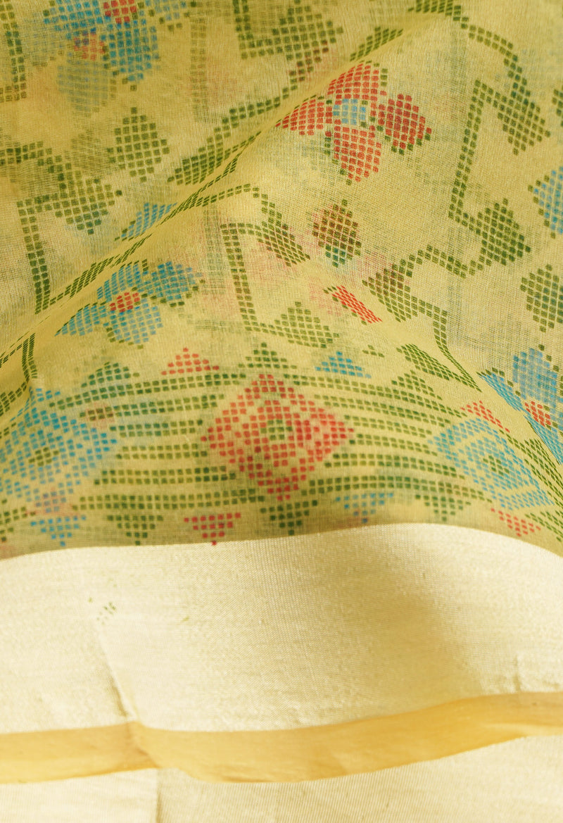 Green  Screen Printed Organza Saree-UNM66327