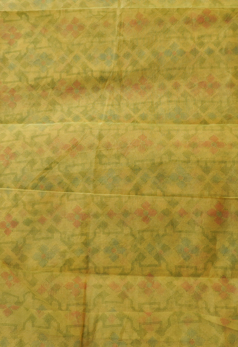 Green  Screen Printed Organza Saree-UNM66327