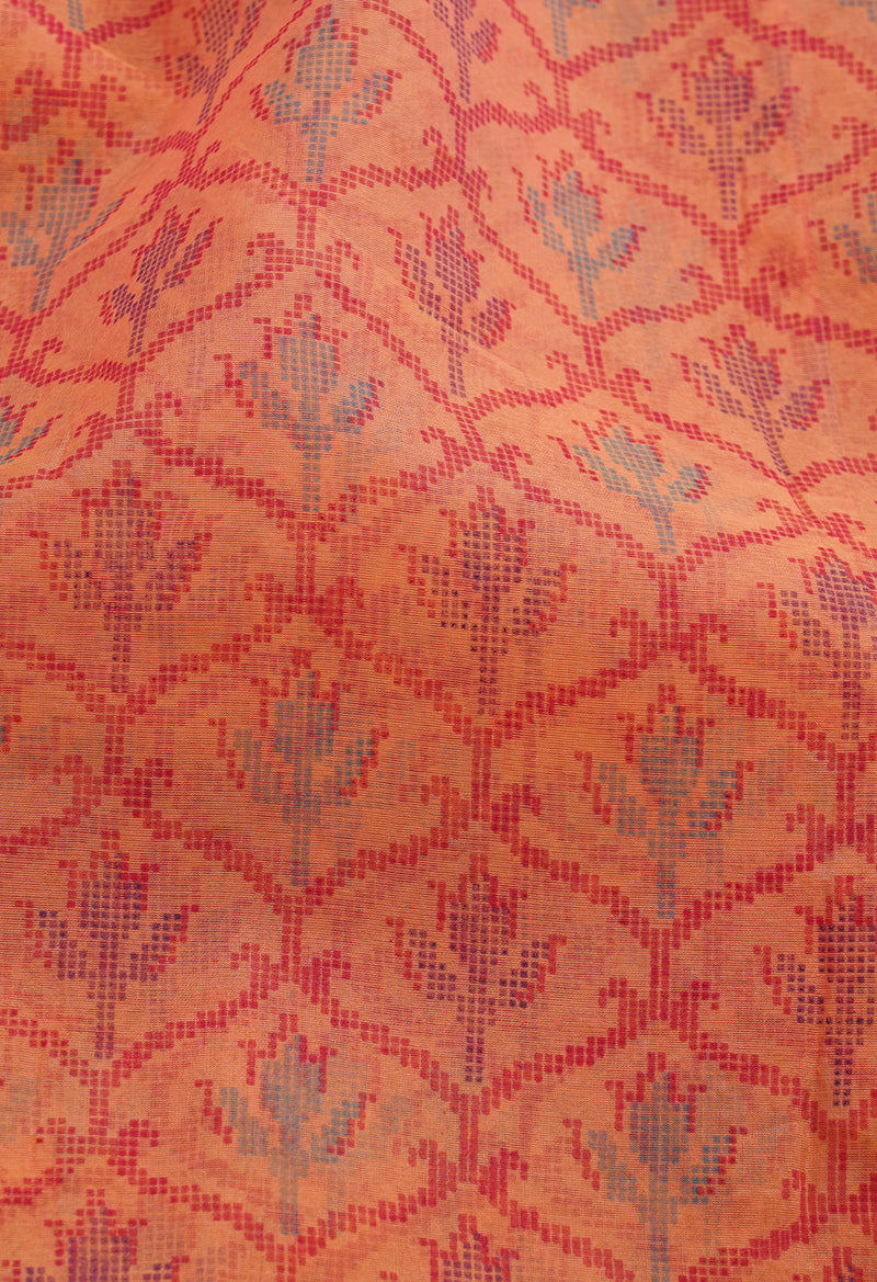 Red  Screen Printed Organza Saree-UNM66329