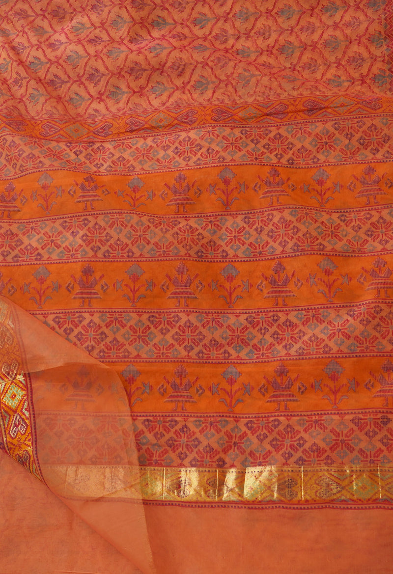 Red  Screen Printed Organza Saree-UNM66329