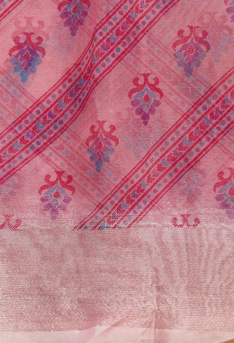 Pink  Screen Printed Organza Saree-UNM66332