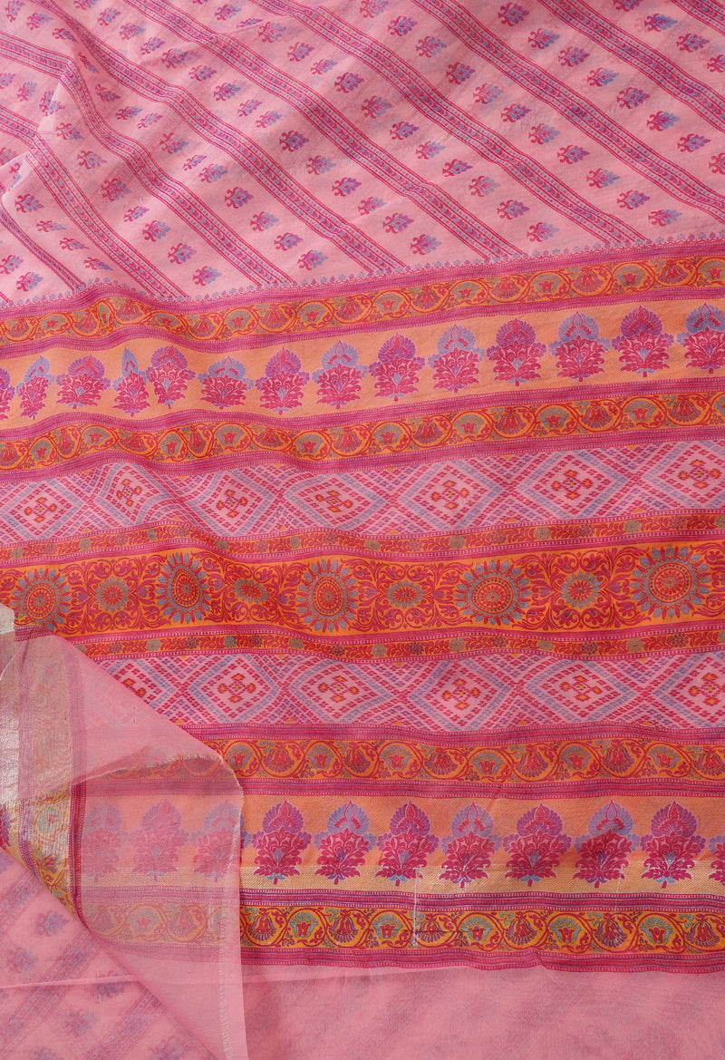Pink  Screen Printed Organza Saree-UNM66332