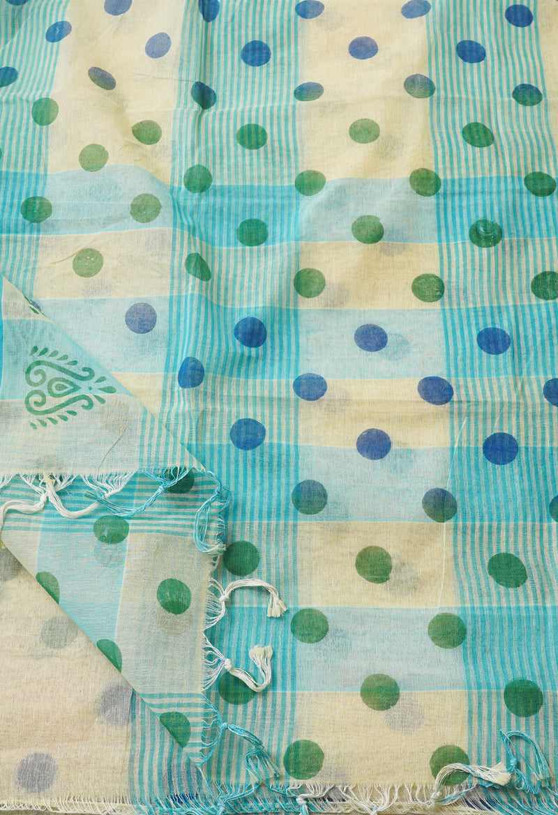 Cream PureHandloom Bengal Cotton Saree-UNM66337
