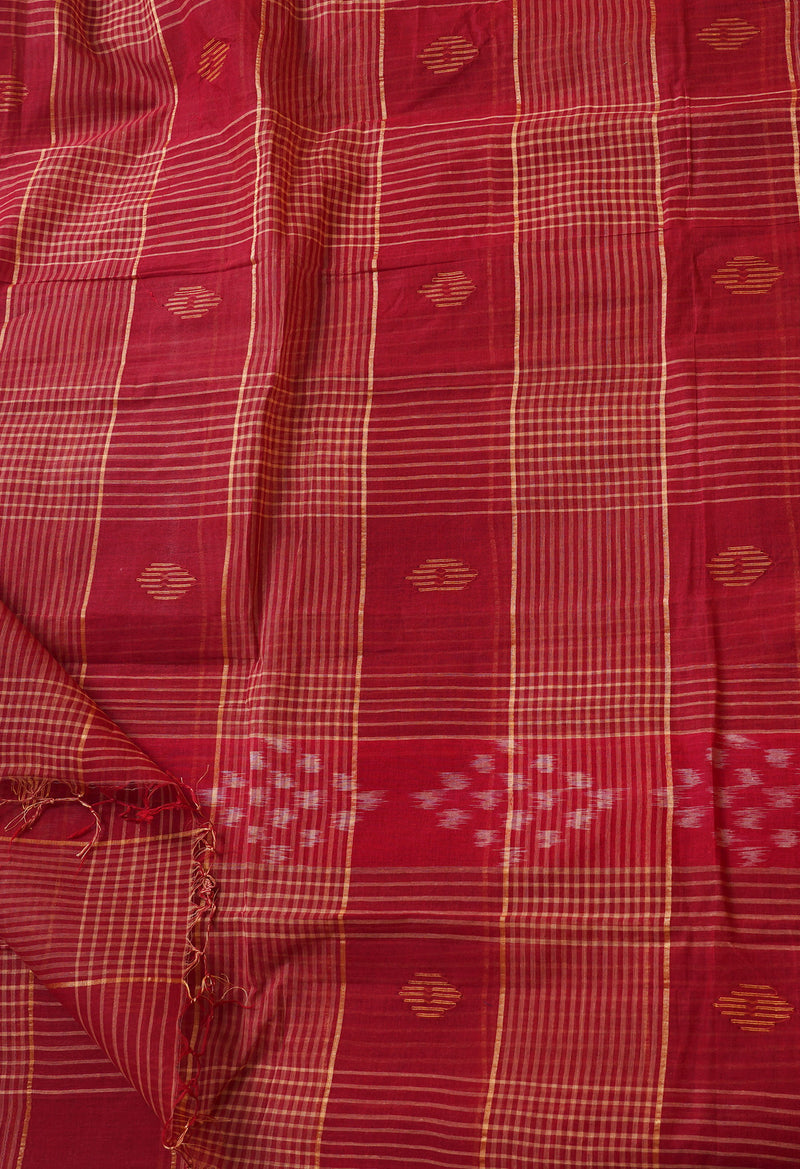 Red PureHandloom Bengal Cotton Saree-UNM66338