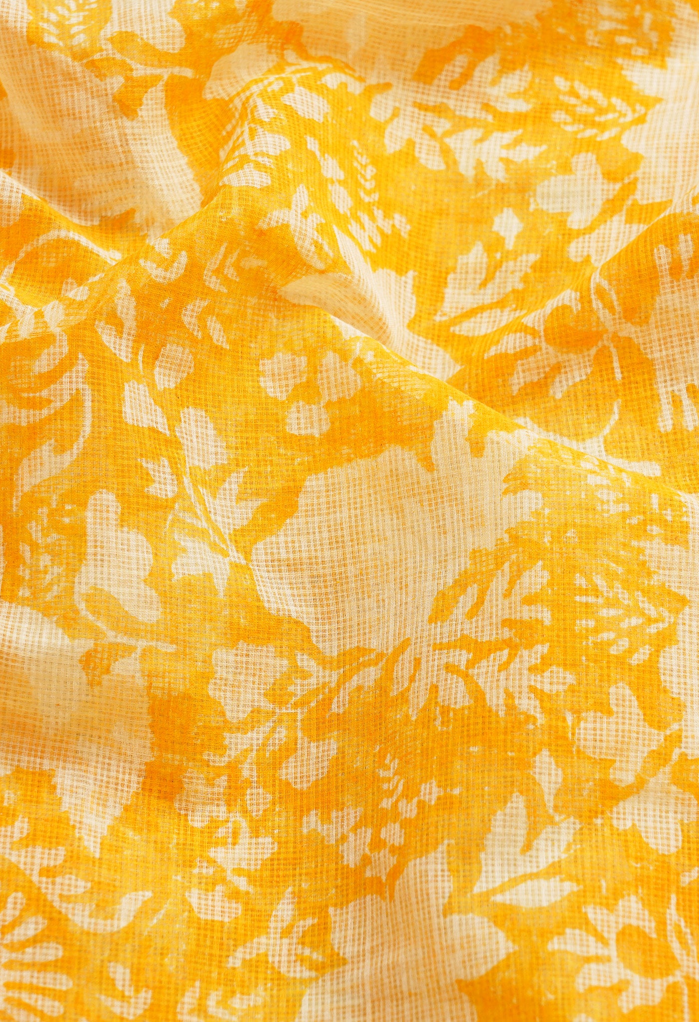 Orange Pure Block Printed Kota Cotton Saree-UNM66363