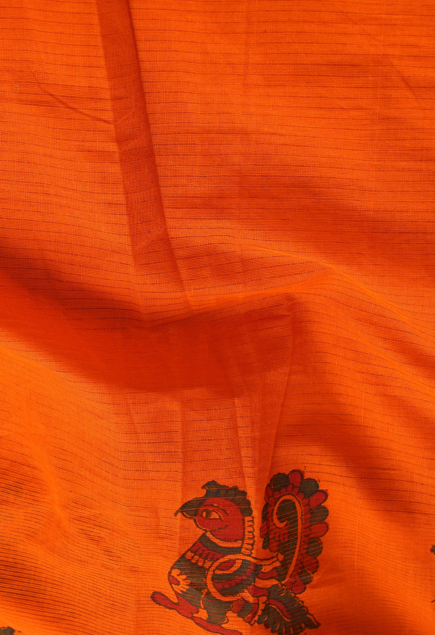 Orange Pure Digital Printed Mangalgiri Cotton Saree-UNM66404