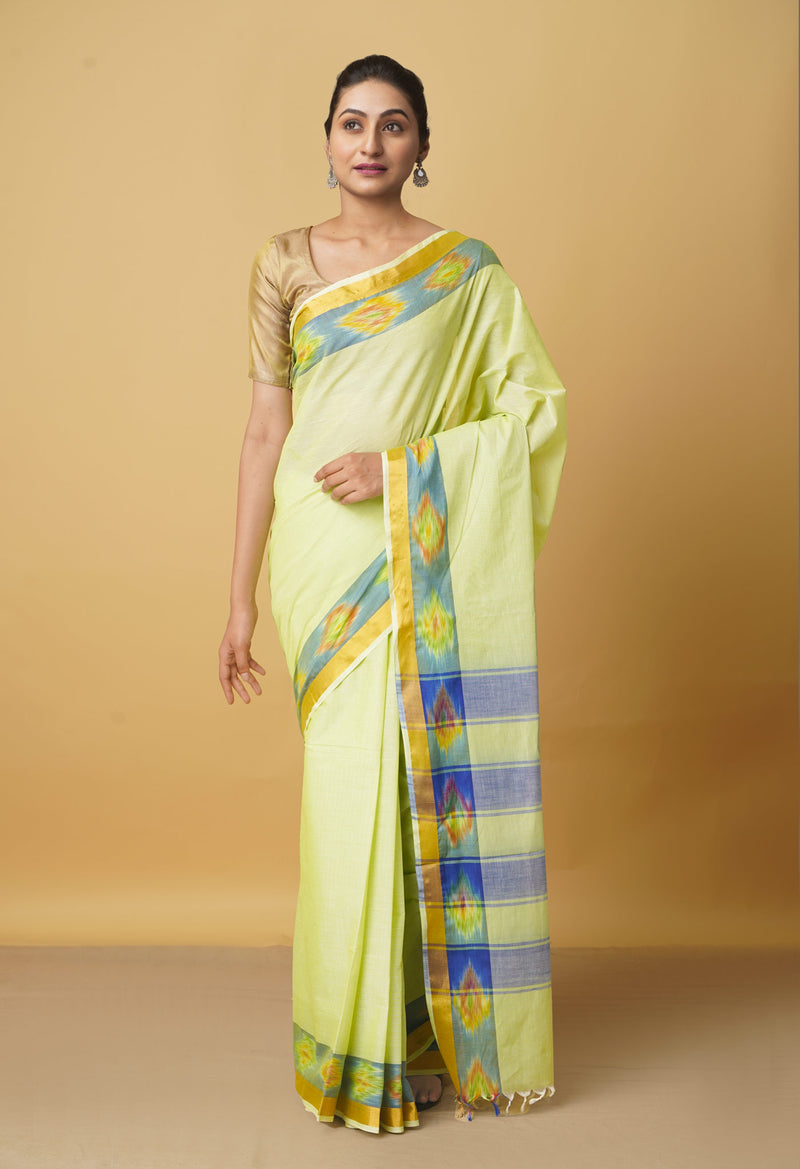 Green Pure Handloom Chettinad Cotton Saree-UNM66434