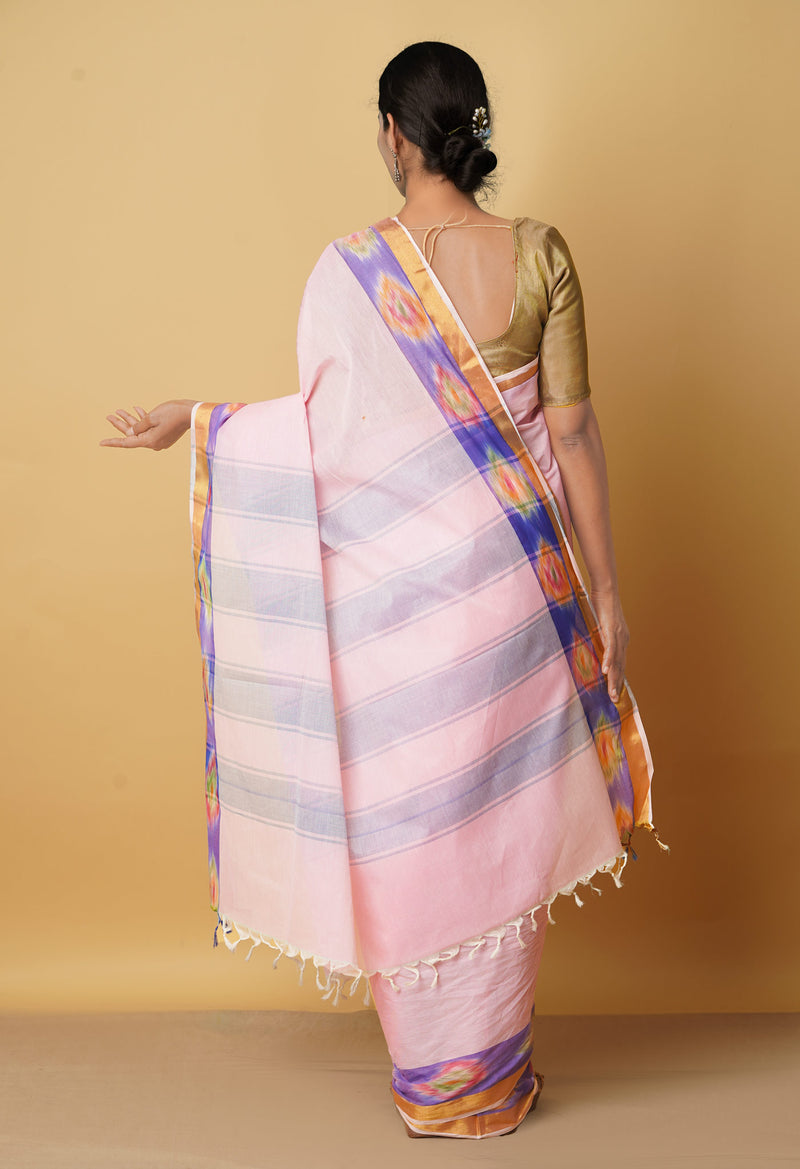Pink Pure Handloom Chettinad Cotton Saree-UNM66435