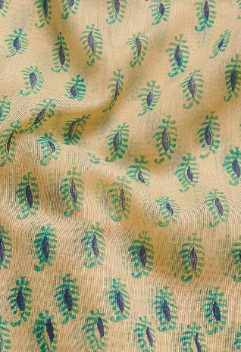 Cream  Screen Printed Chanderi Sico Saree-UNM66438