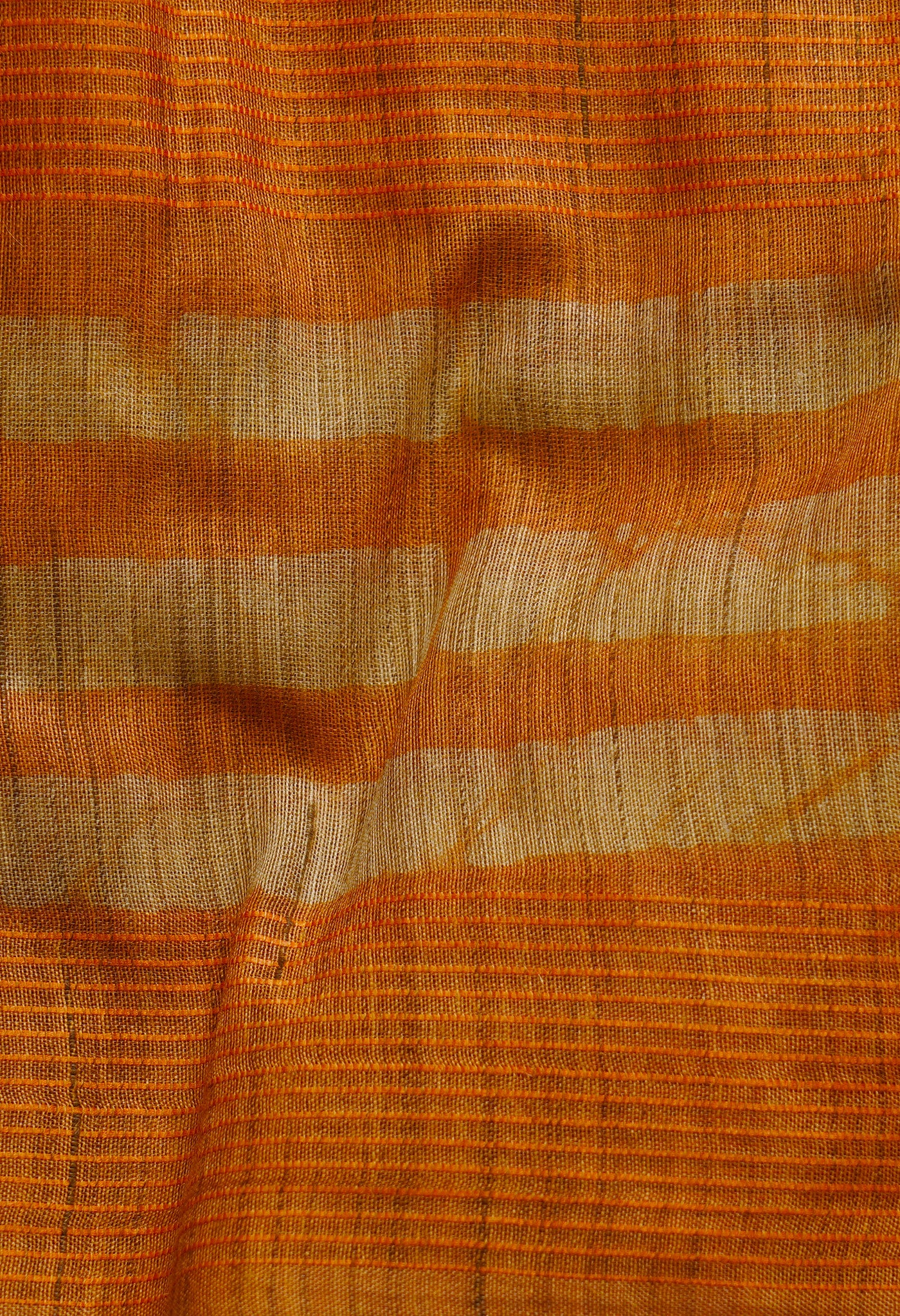 Orange-Green Pure Batik Bhagalpuri Sico Saree-UNM66514