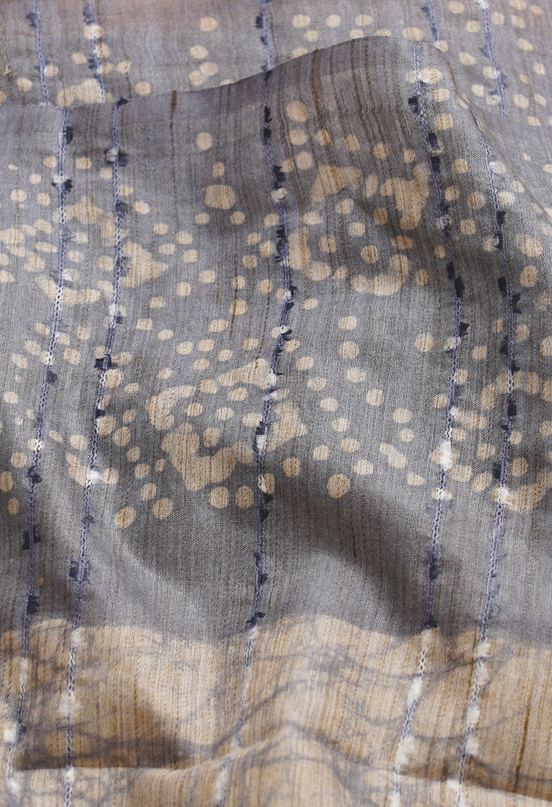 Grey Pure Batik Bhagalpuri Sico Saree-UNM66518