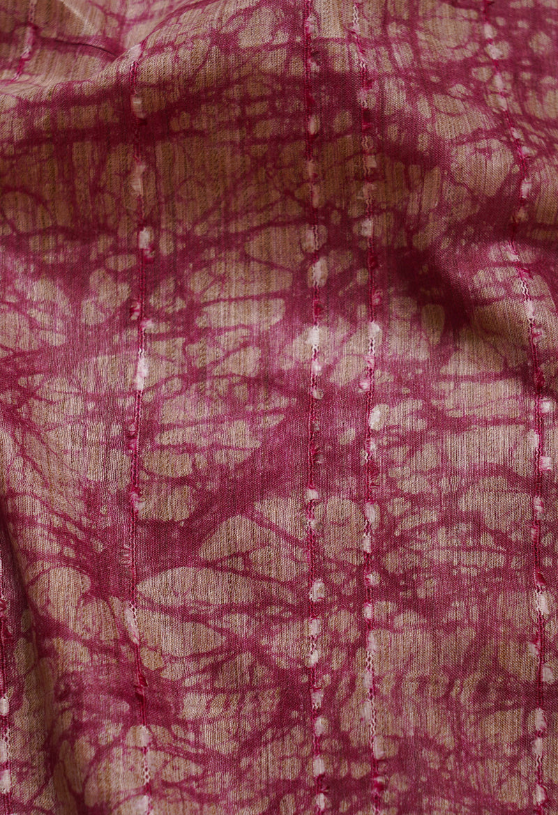 Cream-Pink Pure Batik Bhagalpuri Sico Saree-UNM66522