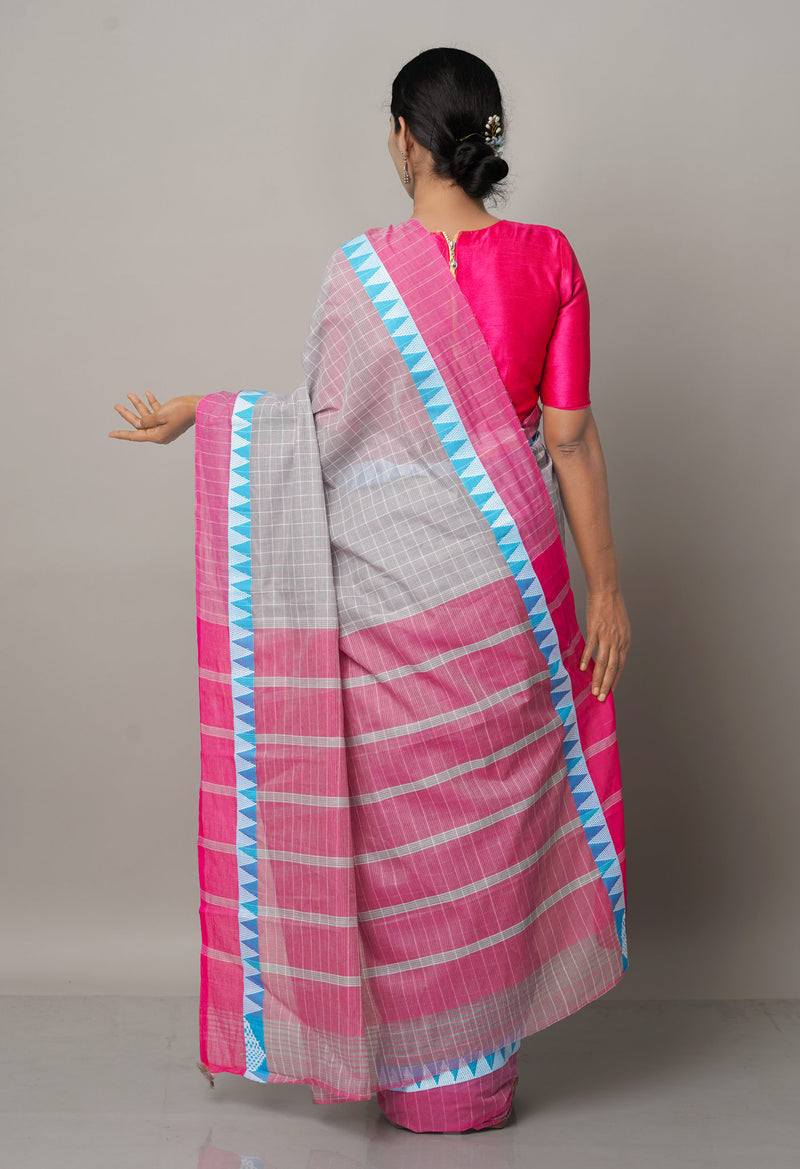 Grey Pure Mangalgiri Cotton Saree-UNM66566