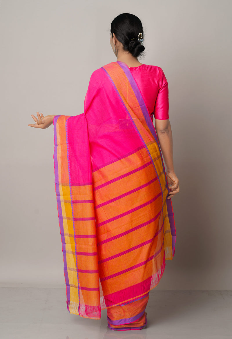 Pink Pure Mangalgiri Cotton Saree-UNM66570