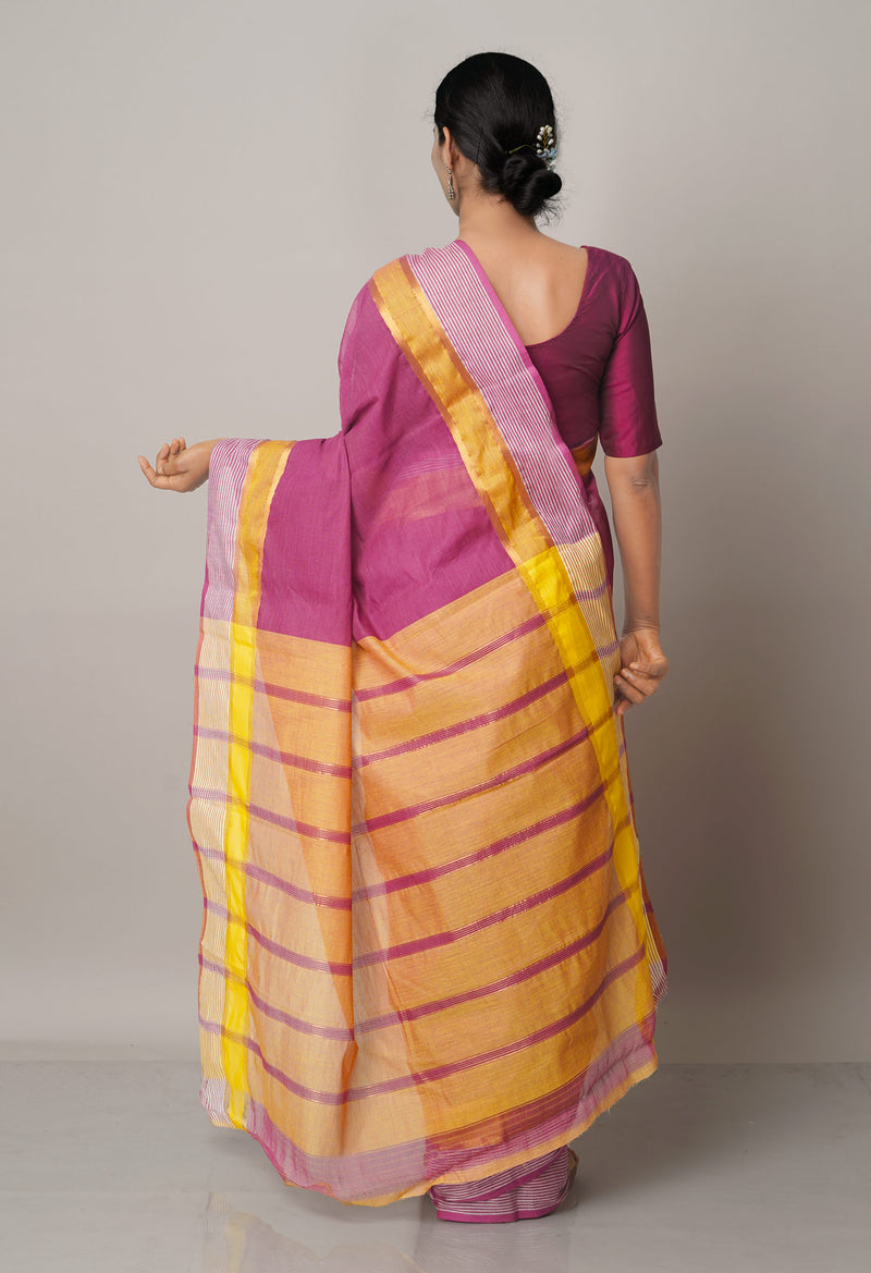 Purple Pure Mangalgiri Cotton Saree-UNM66576