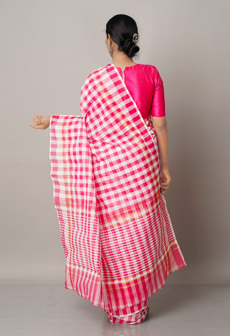 Pink Pure Mangalgiri Cotton Saree-UNM66584