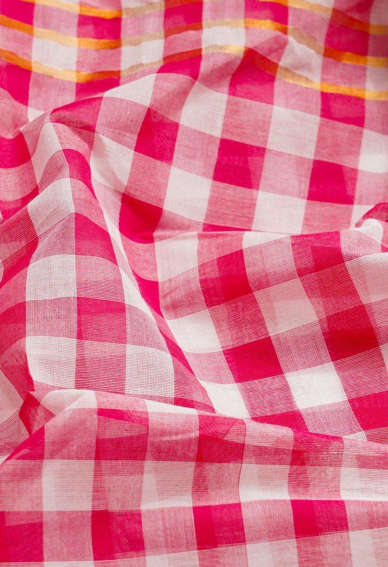 Pink Pure Mangalgiri Cotton Saree-UNM66584