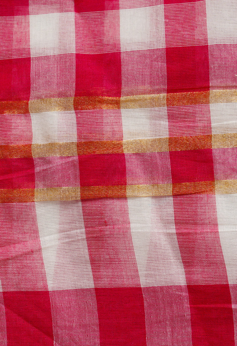Pink Pure Mangalgiri Cotton Saree-UNM66584