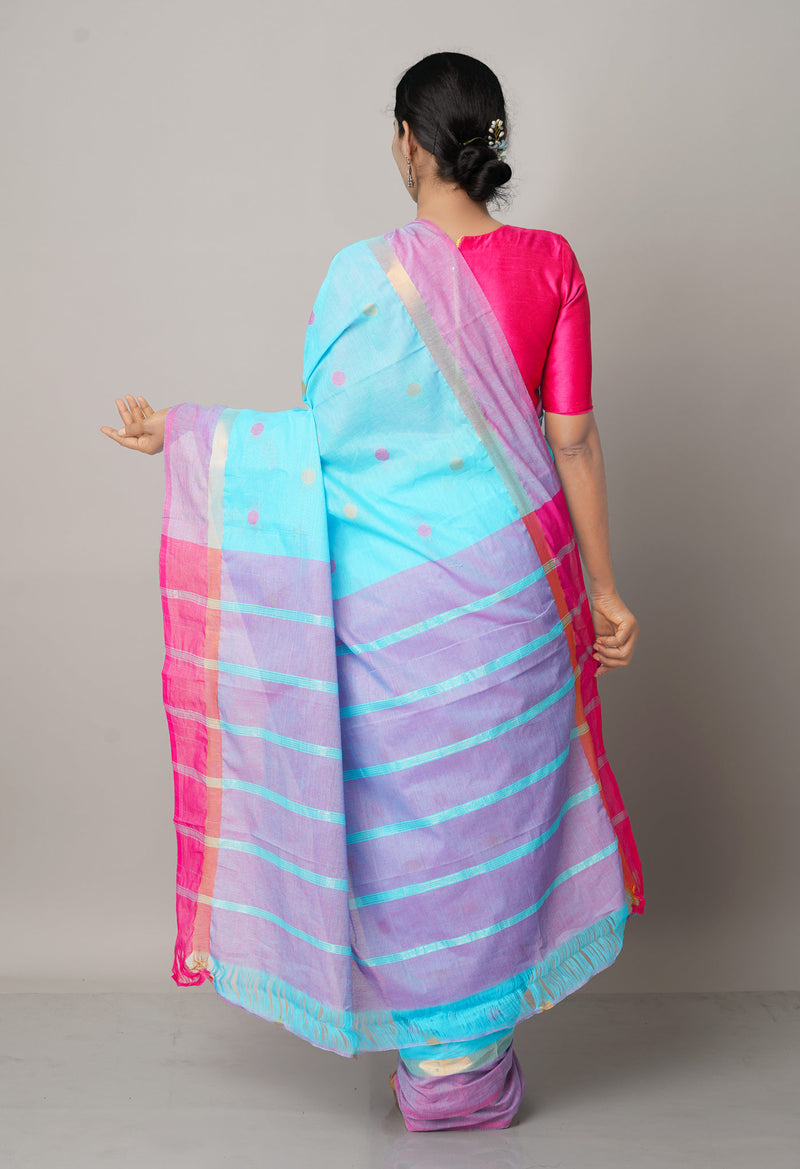 Light Blue Pure Mangalgiri Cotton Saree-UNM66588