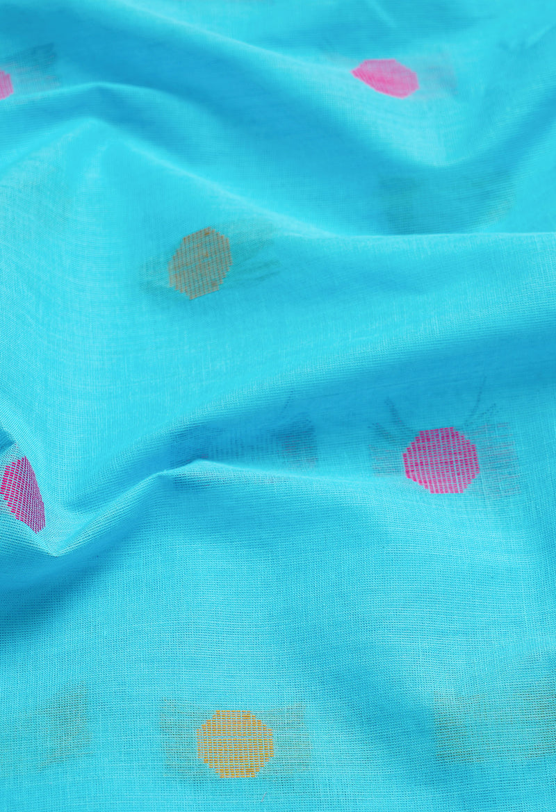 Light Blue Pure Mangalgiri Cotton Saree-UNM66588
