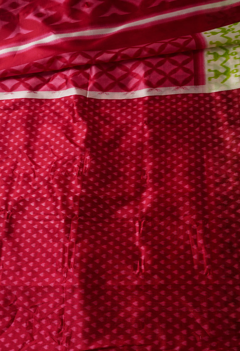 Red  Fancy Block Printed Art Silk Saree-UNM66624