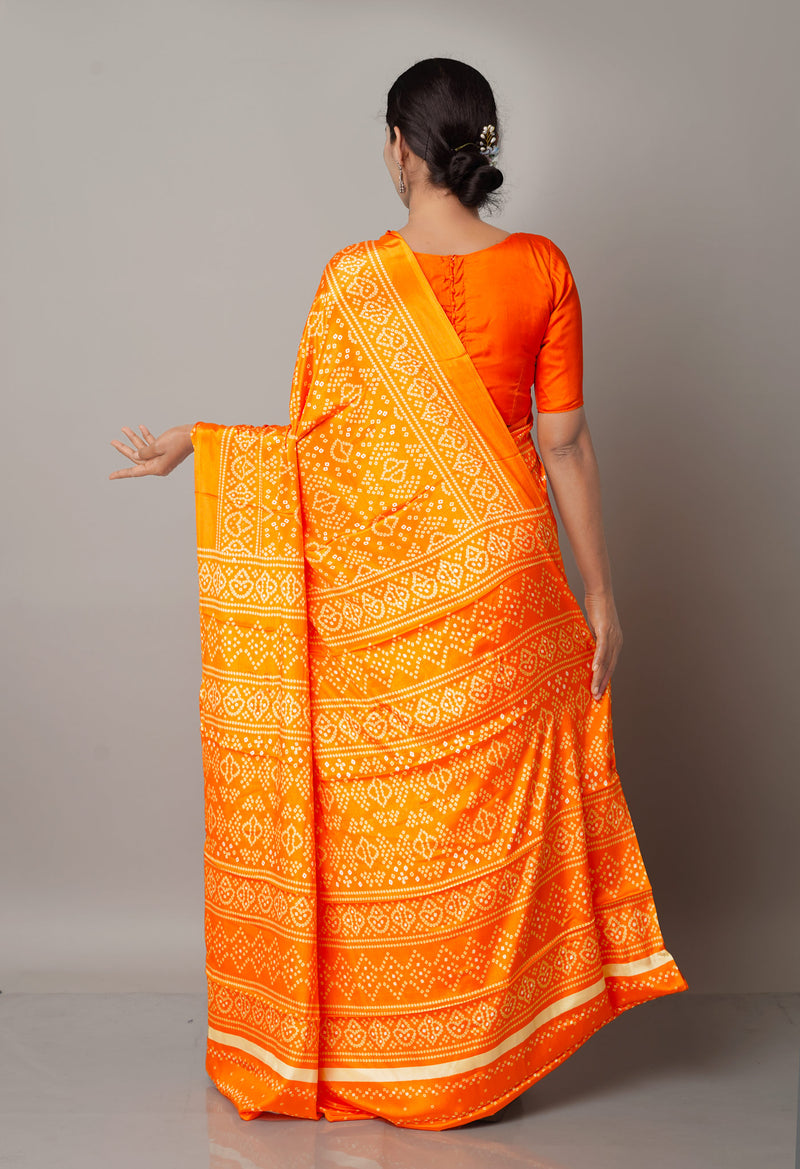 Orange  Bandhani Crepe Soft Silk Saree-UNM66664