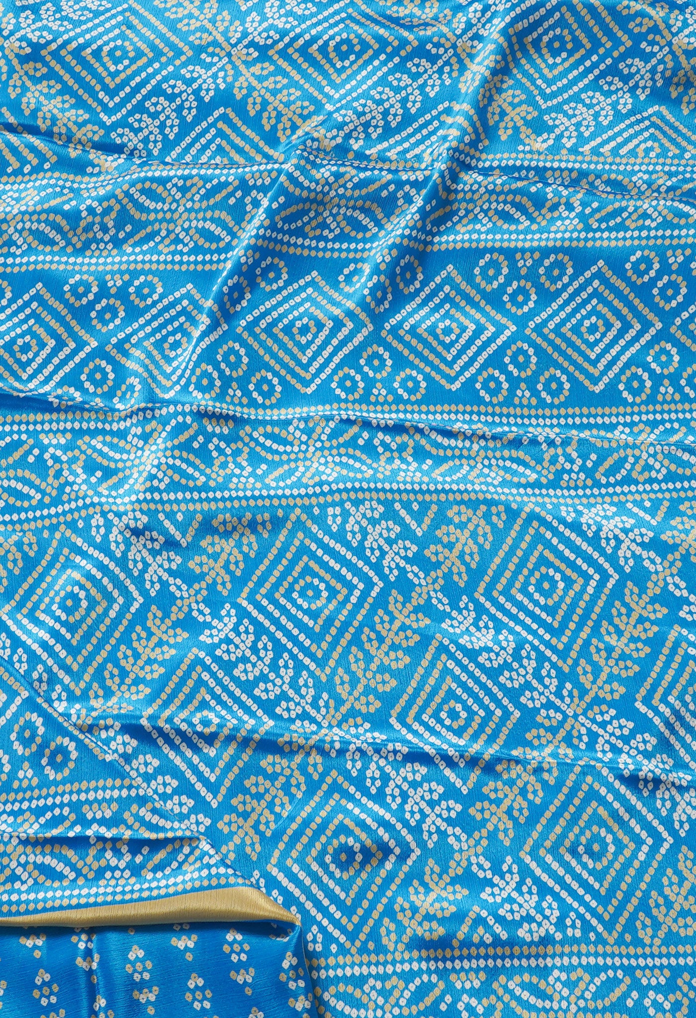 Light Blue  Bandhani Crepe Soft Silk Saree-UNM66687