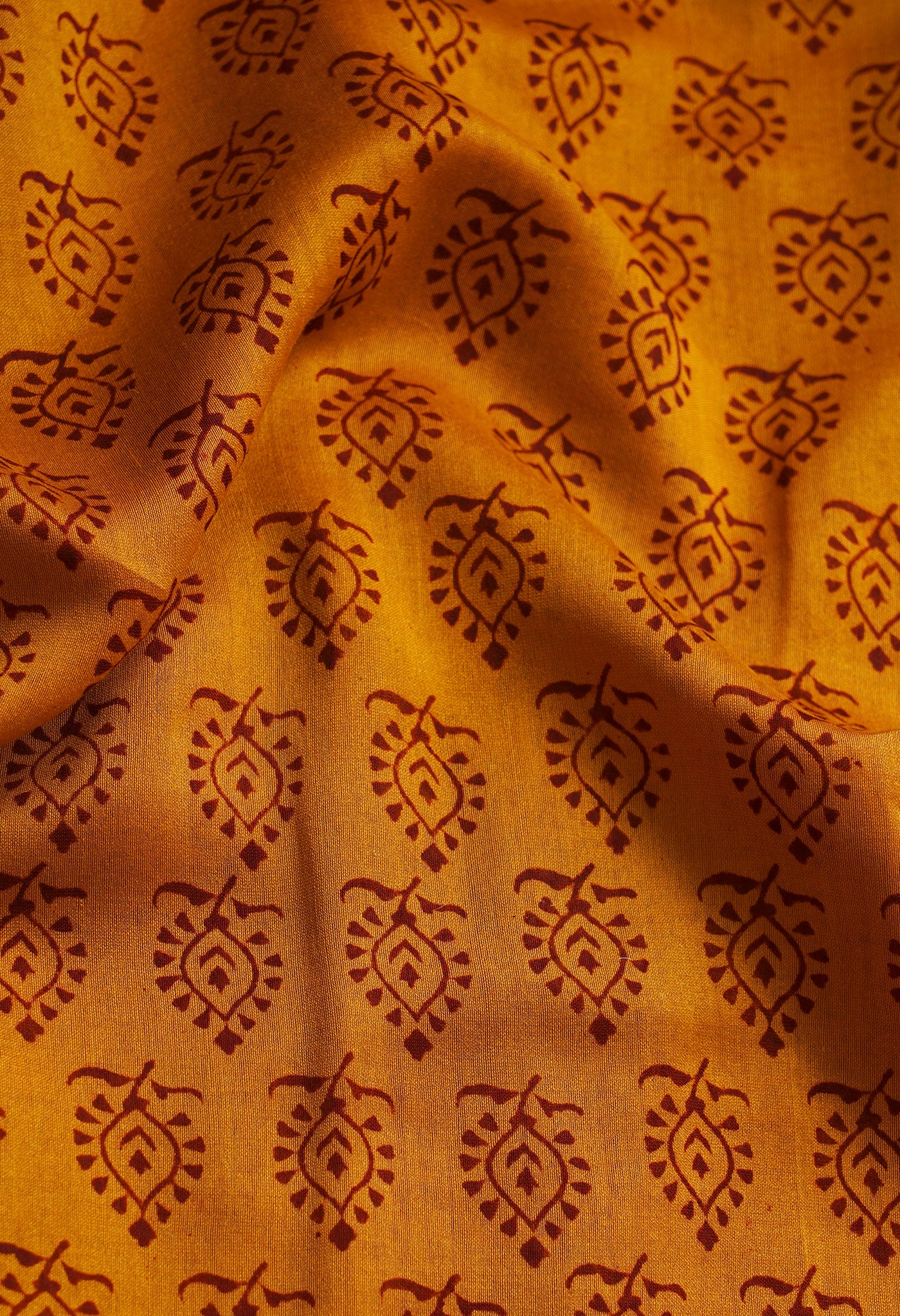 Rust Orange Pure Chanderi Bagh Printed Cotton Saree-UNM66745