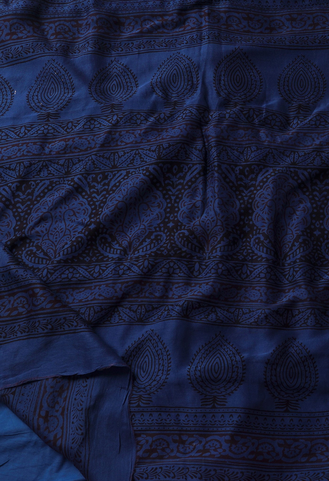 Blue Pure Chanderi Bagh Printed Cotton Saree-UNM66747