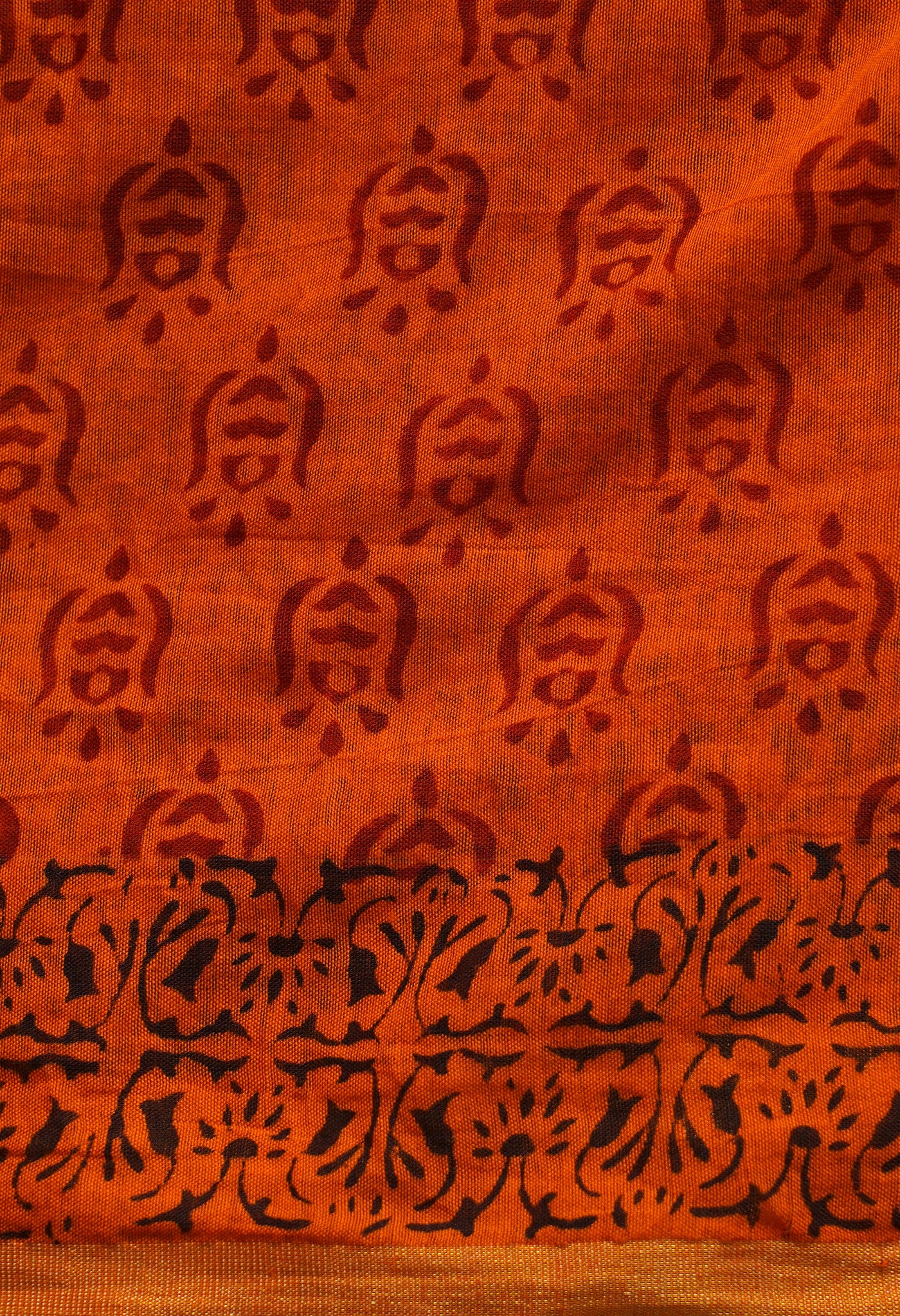 Orange  Art Chanderi Bagh Printed Cotton Saree-UNM66778