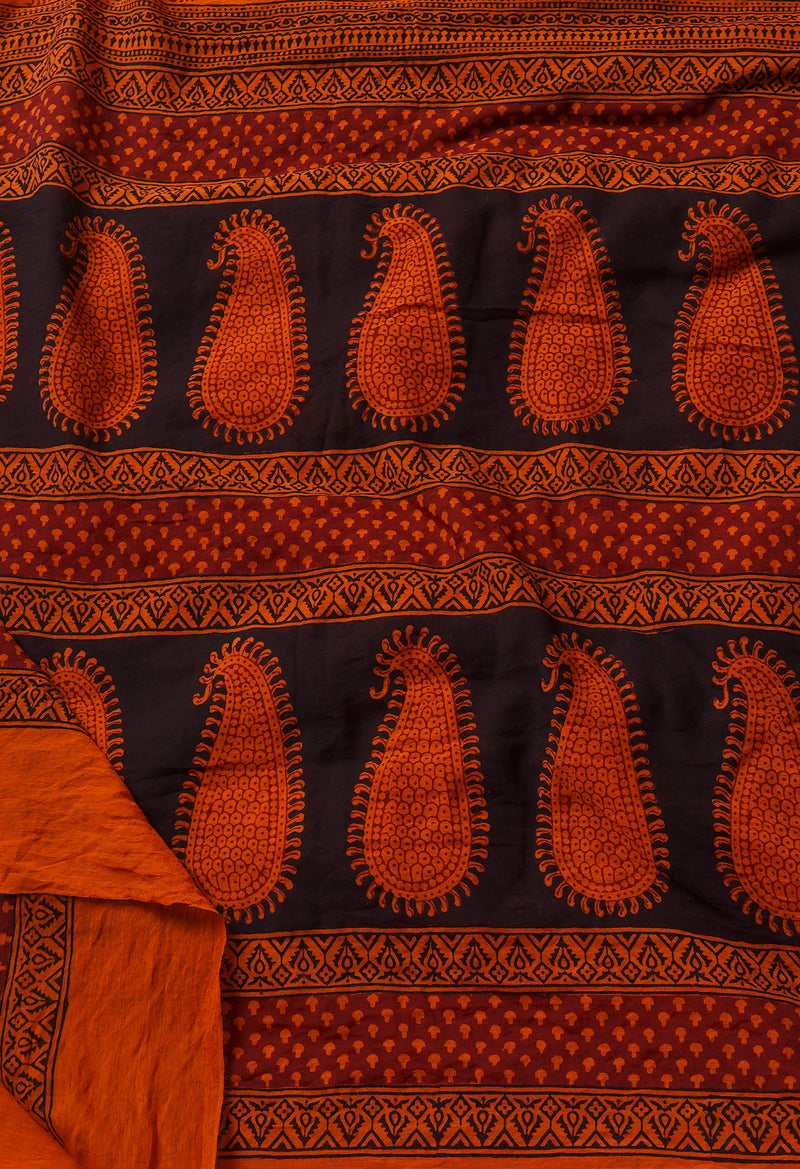Orange  Art Chanderi Bagh Printed Cotton Saree-UNM66794