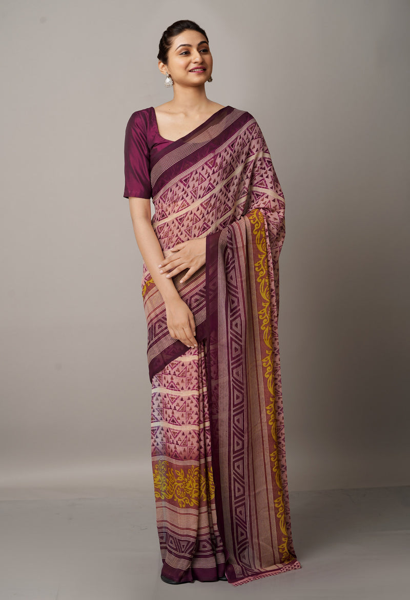 Multi  Fancy Block Printed Georgette Saree-UNM66839