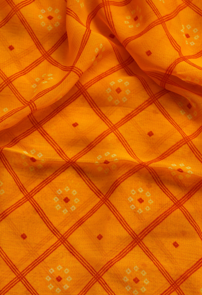 Orange  Fancy Block Printed Georgette Saree-UNM66849