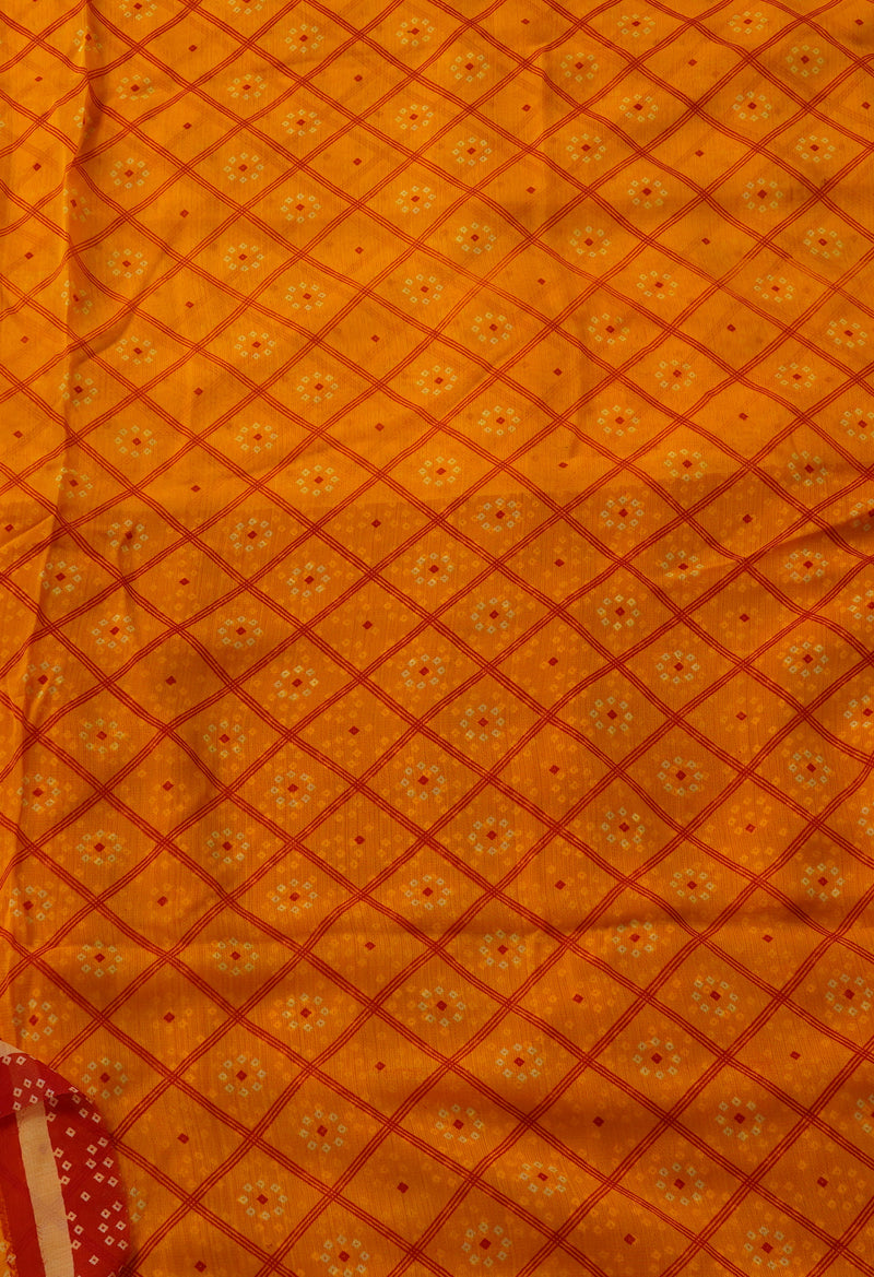 Orange  Fancy Block Printed Georgette Saree-UNM66849