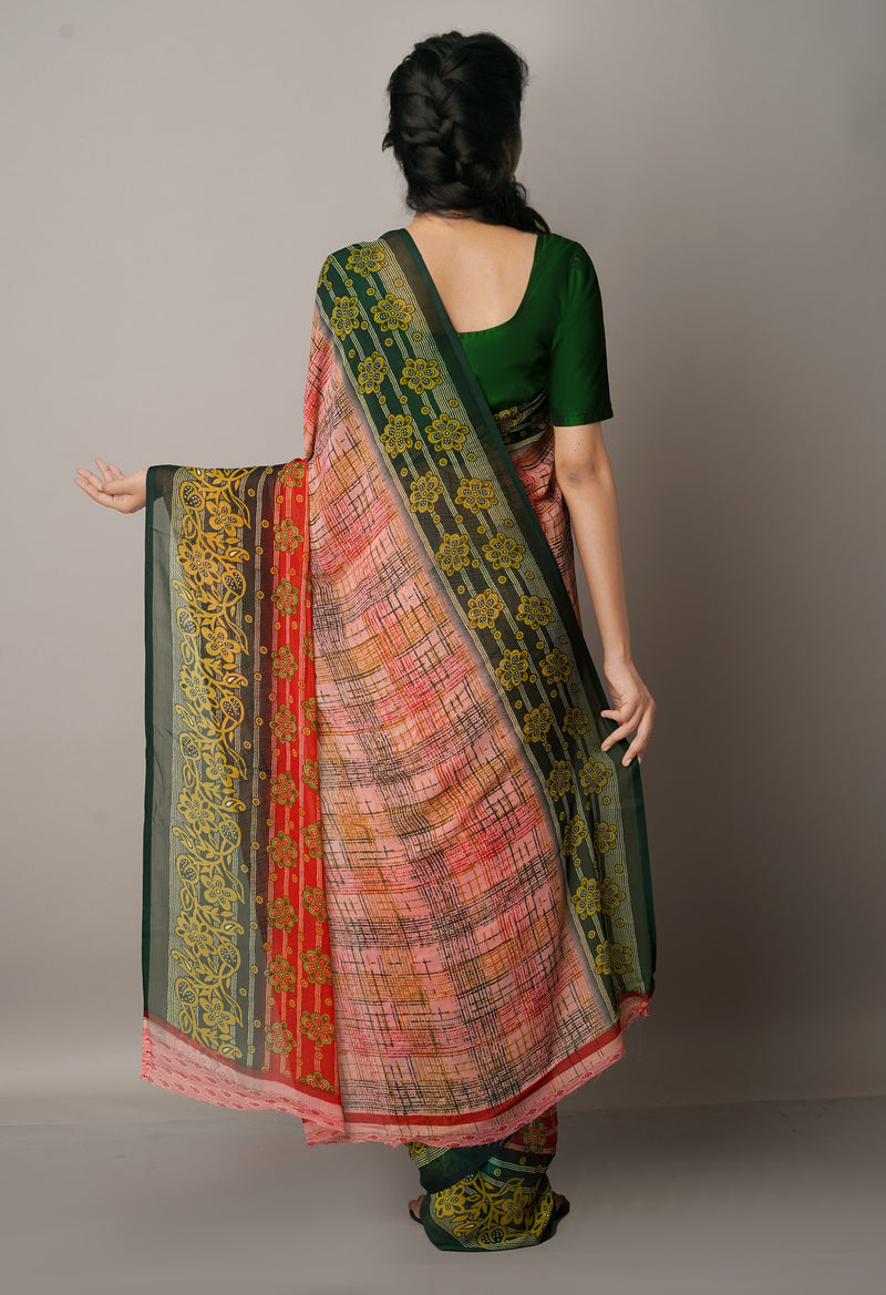 Multi  Fancy Block Printed Georgette Saree-UNM66853