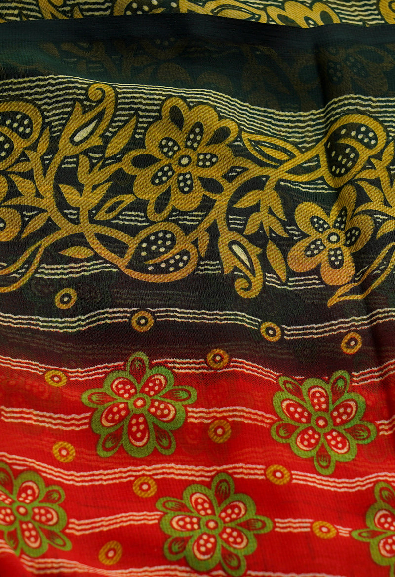 Multi  Fancy Block Printed Georgette Saree-UNM66853