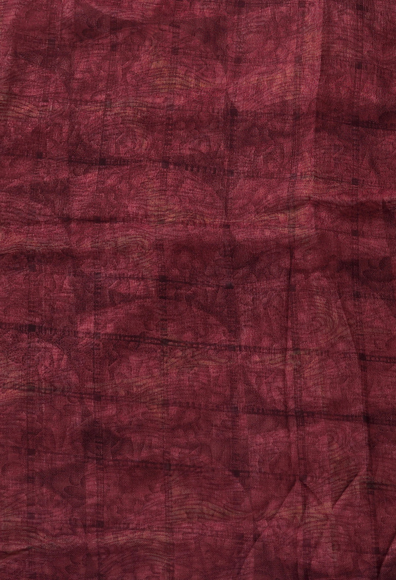 Burgundy  Fancy Block Printed Georgette Saree-UNM66855