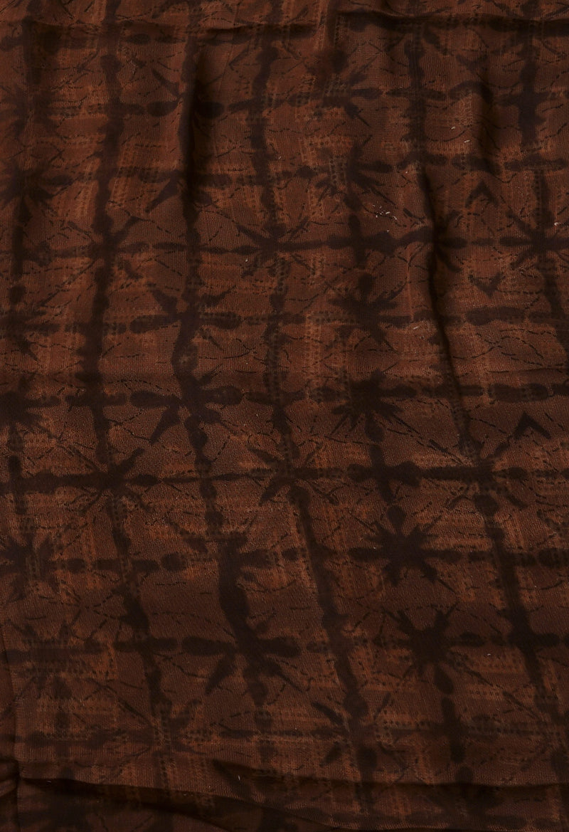 Brown  Fancy Block Printed Georgette Saree-UNM66882