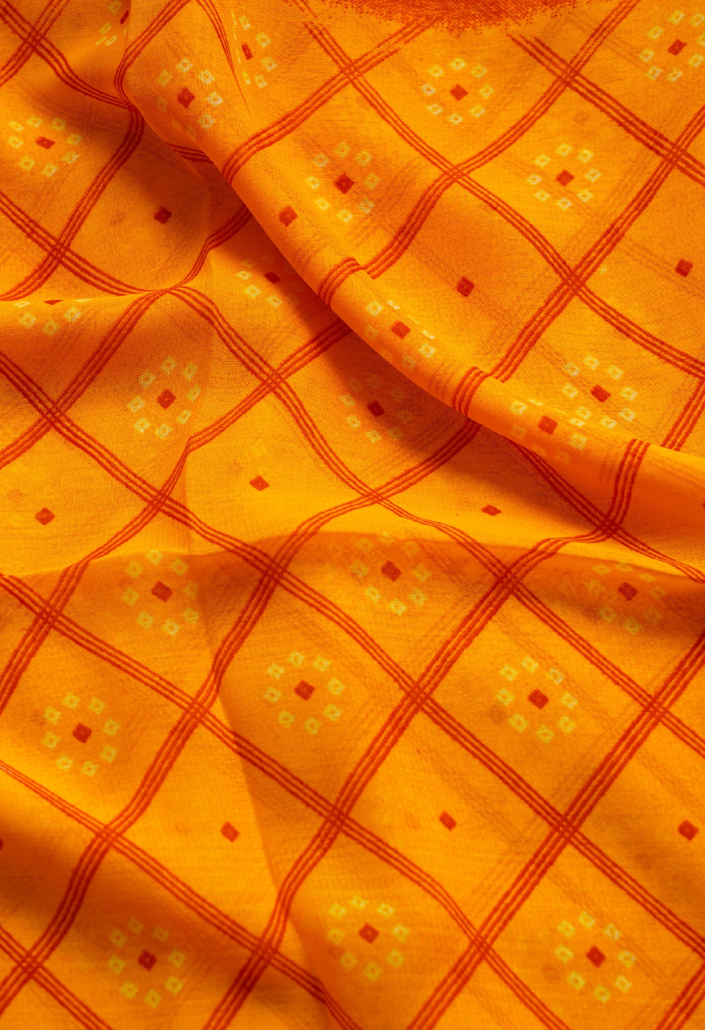 Orange  Fancy Block Printed Georgette Saree-UNM66885