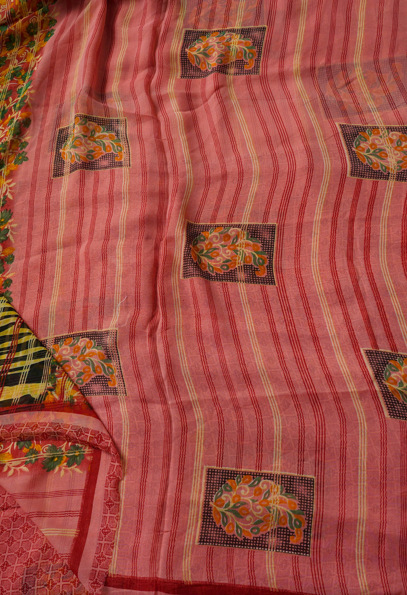 Pink  Fancy Block Printed Georgette Saree-UNM66925