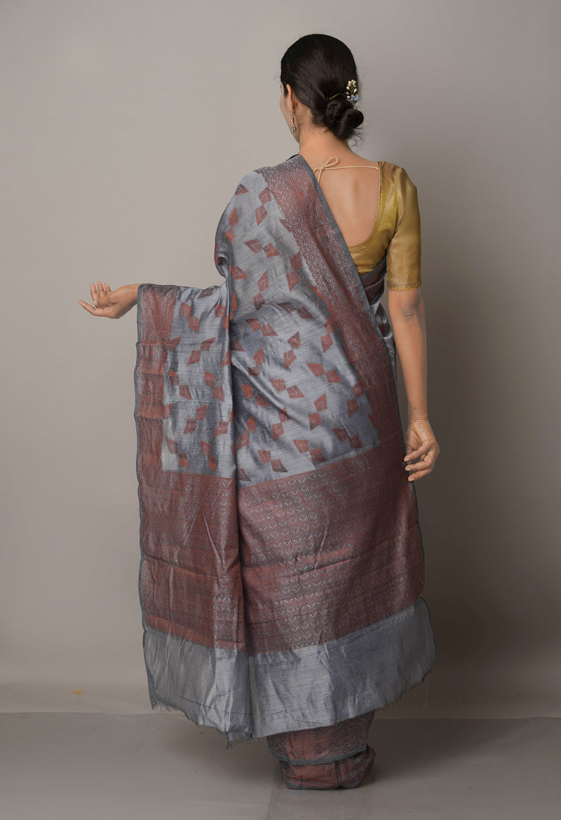Grey  Chanderi Sico Saree-UNM67036