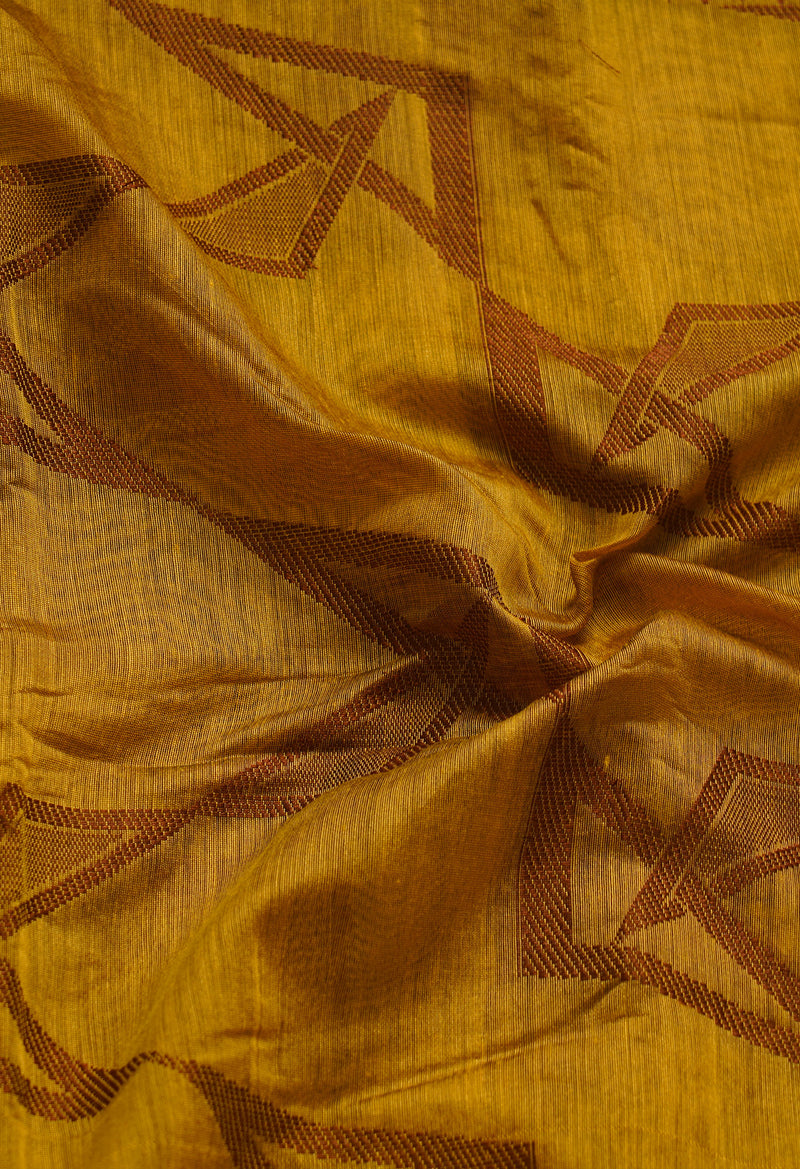 Mustard Yellow  Chanderi Sico Saree-UNM67044