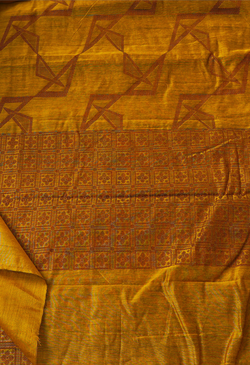 Mustard Yellow  Chanderi Sico Saree-UNM67044